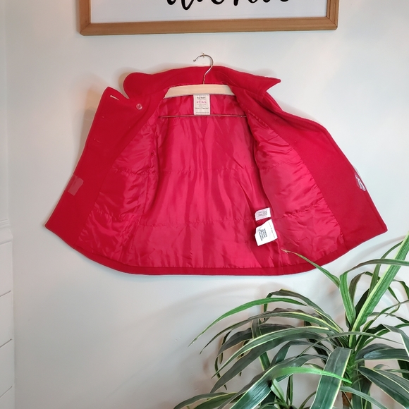 NWOT Old Navy Toddler Button-Up Peacoat In Red 4T - Picture 6 of 13